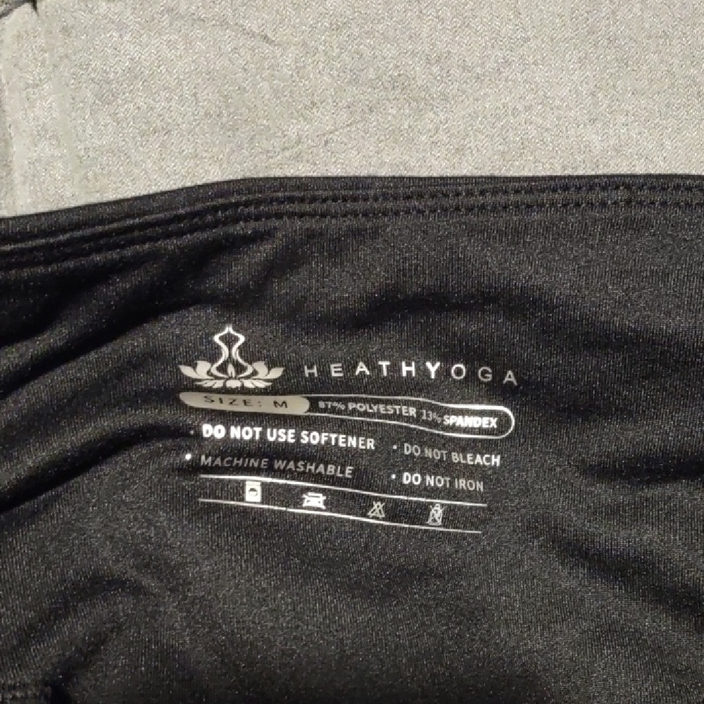 HeathYoga Black Fleece Lined Leggings Womens M - Picture 2 of 6
